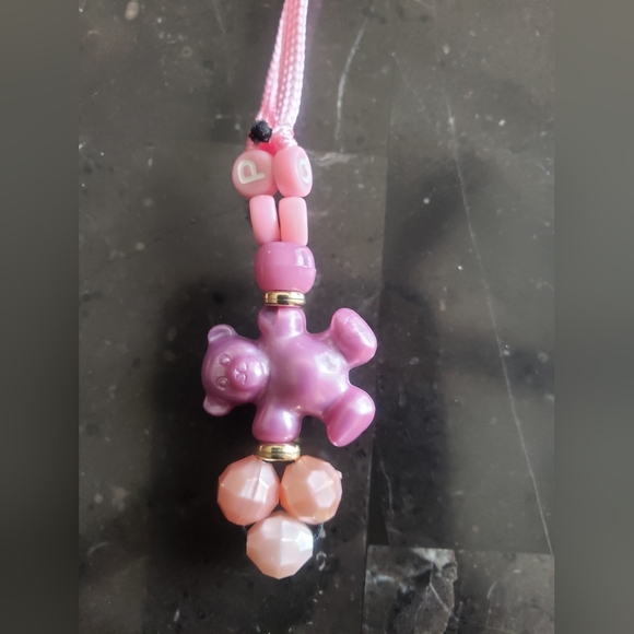Beaded Phone Charm Pink - Picture 2 of 6